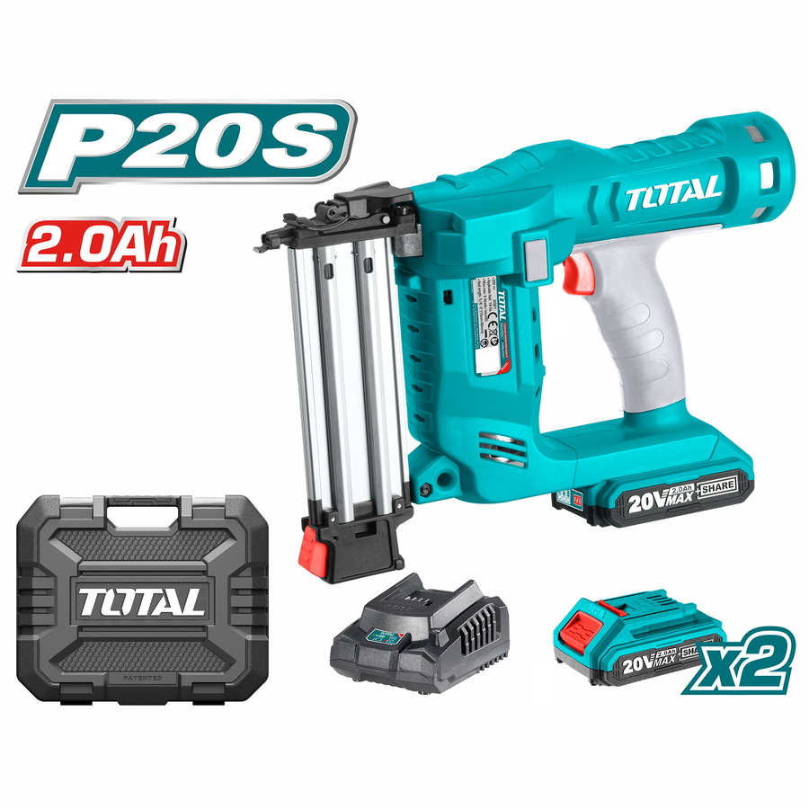 Επαγγελματικό καρφωτικό Total για πρόκες μπαταρίας Li-ion 20V 2Ah με 2 μπαταρίες, μοντέλο TCBNLI2001