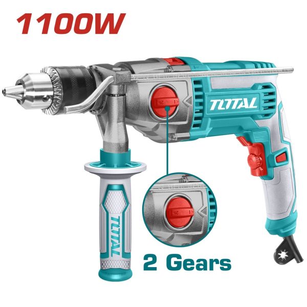 Επαγγελματικός δράπανος κρουστικός Total 2 ταχυτήτων 1.100W, μοντέλο TG211166