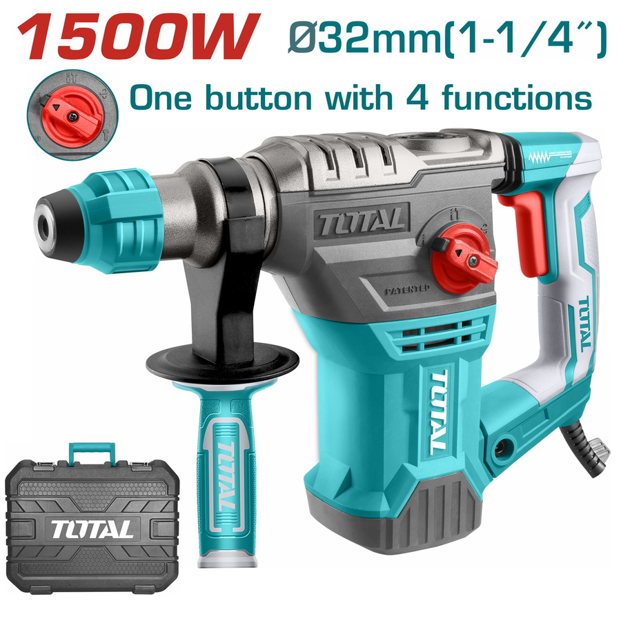 TH1153236 Επαγγελματικό πιστολέτο περιστροφικό - σκαπτικό Total SDS-Plus 1.500W με 4 λειτουργίες, μοντέλο TH1153236