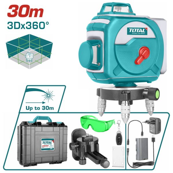 Αλφάδι laser 3D Total αυτοοριζοντούμενο με πράσινες ακτίνες, μοντέλο TLL255267