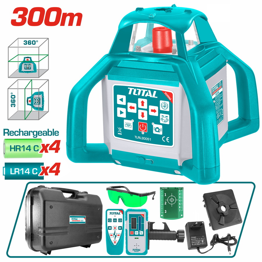 Επαγγελματικό αλφάδι laser 3D Total αυτοοριζοντούμενο με ανιχνευτή, μοντέλο TLRL30051