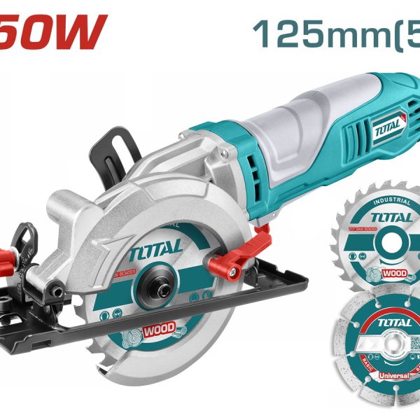 Μίνι δισκοπρίονο χειρός Total για ξύλο και δομικά υλικά 750W 125mm, μοντέλο TMFS7501