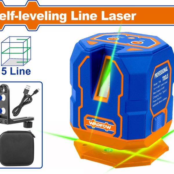 Αλφάδι laser WADFOW αυτοοριζοντούμενο 0-30m 5 line με πράσινες ακτίνες, μοντέλο WLE1M05