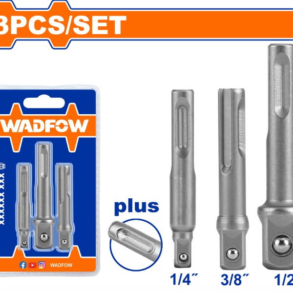 WADFOW ΣΕΤ ΑΝΤΑΠΤΟΡΕΣ SDS-PLUS 1/4" - 3/8" - 1/2" 3ΤΕΜ (WSV4K02)