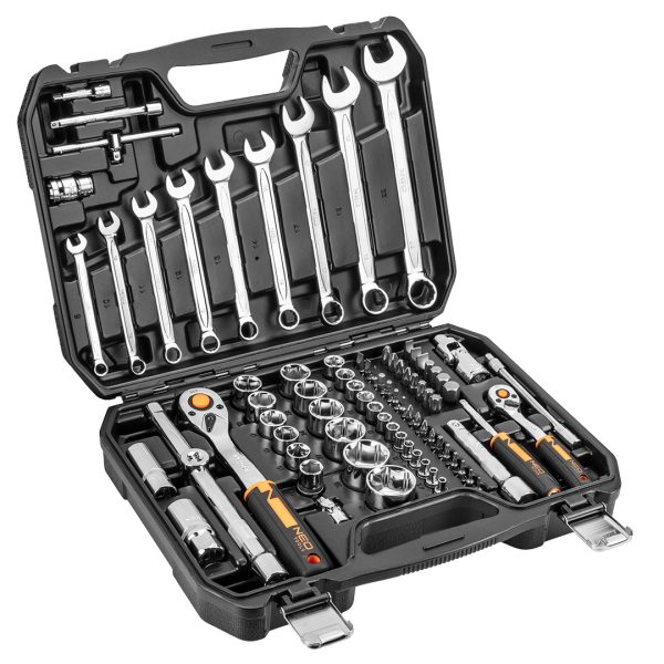 NEO TOOLS Καστάνια με καρυδάκια 1/2", 1/4" & Κλειδιά σετ 82τεμ 10-059