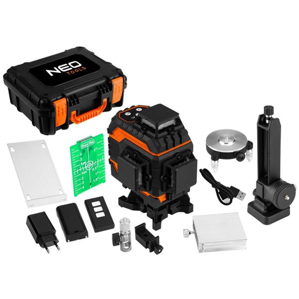 Αλφάδι laser NEO TOOLS 4 x 360° πράσινης δέσμης, μοντέλο 75-141