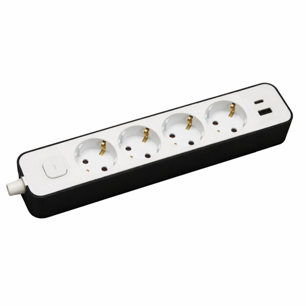 Inox Kiss Πολύμπριζο 4 θέσεων 3*1,5mm²/1,5m με παιδική προστασία & διακόπτη  BPOL34