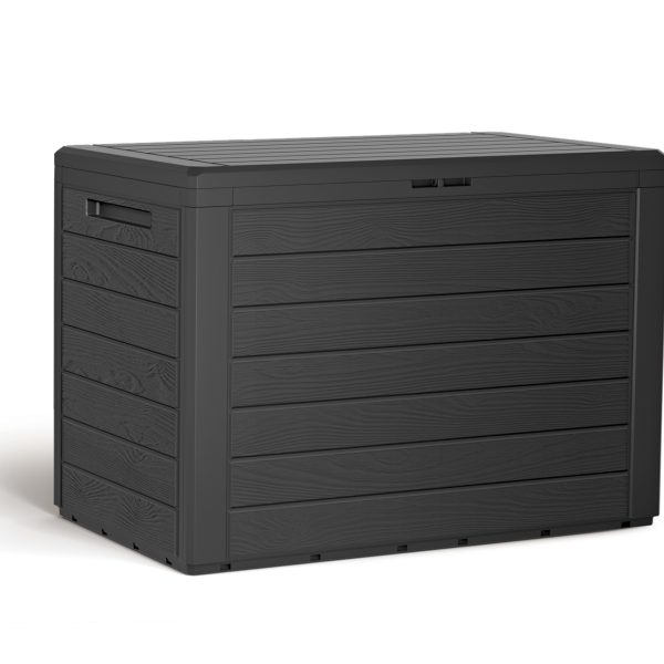 PROSPERPLAST Μπαούλο Αποθήκευσης Woodebox Ανθρακί 190lt MBWL190-S433