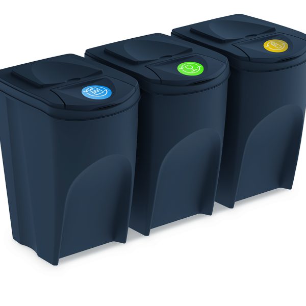 PROSPERPLAST Πλαστικοί Κάδοι Sortibox Set 3x35 lt μαύροι IKWB35S3-S411