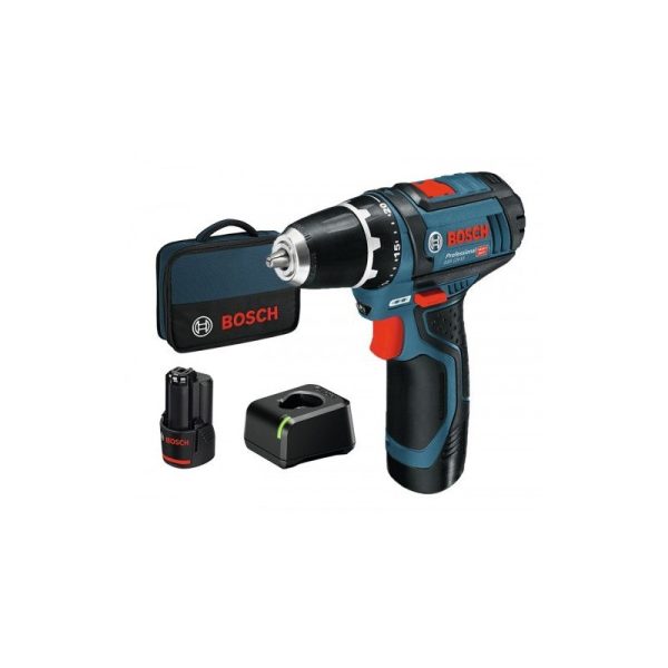 Δραπανοκατσάβιδο Bosch GSR 12V-15 12V με 2 μπαταρίες 2.0Ah Li-Ion, κωδικός 060186810F