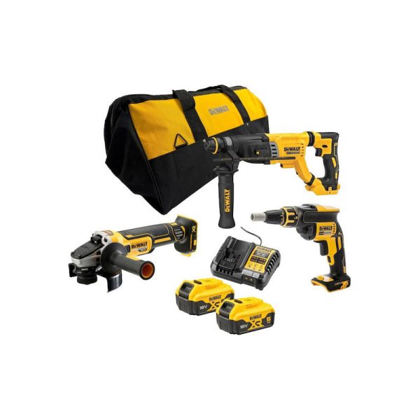 Σετ εργαλείων DeWalt DCK366P2 με κρουστικό σκαπτικό, τροχό και κατσαβίδι γυψοσανίδας 18V, 2 μπαταρίες 5Ah